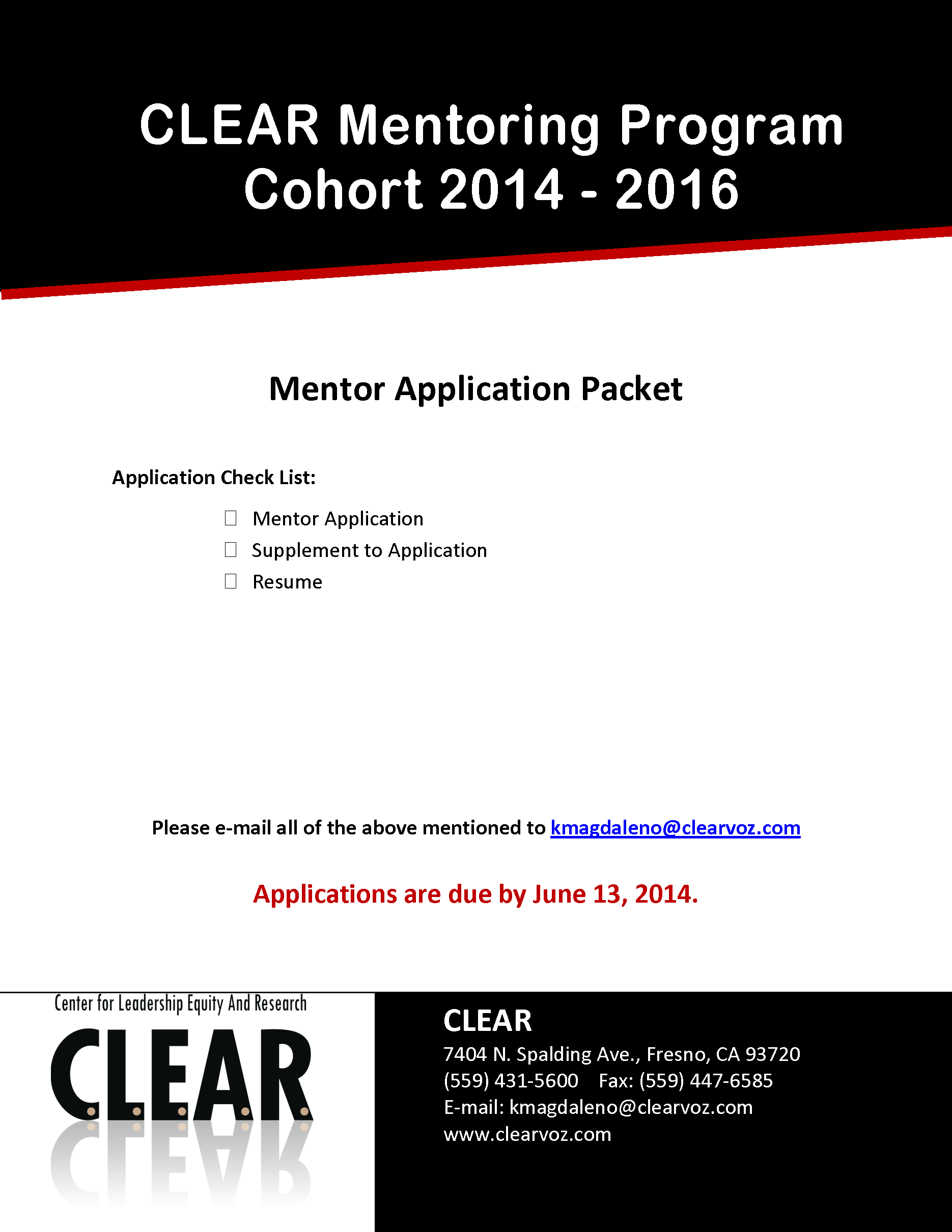 Mentor Application Cover